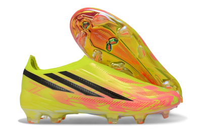 Adidas F50 Hyperfast Elite Laceless FG Firm Ground Soccer Cleats - Yellow/Solar Yellow/Lucid Pink