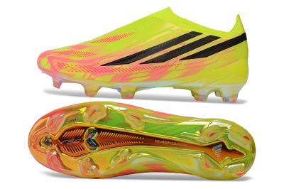 Adidas F50 Hyperfast Elite Laceless FG Firm Ground Soccer Cleats - Yellow/Solar Yellow/Lucid Pink