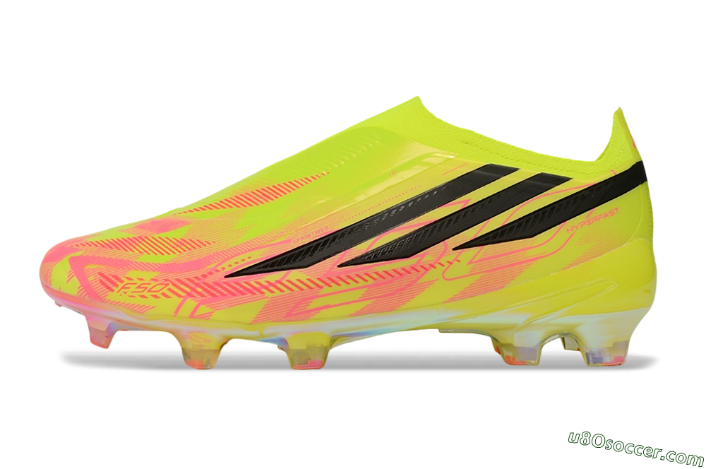 Adidas F50 Hyperfast Elite Laceless FG Firm Ground Soccer Cleats - Yellow/Solar Yellow/Lucid Pink 2