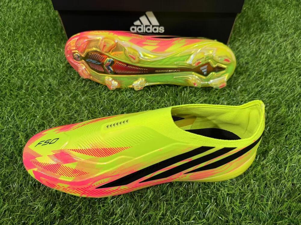 Adidas F50 Hyperfast Elite Laceless FG Firm Ground Soccer Cleats - Yellow/Solar Yellow/Lucid Pink