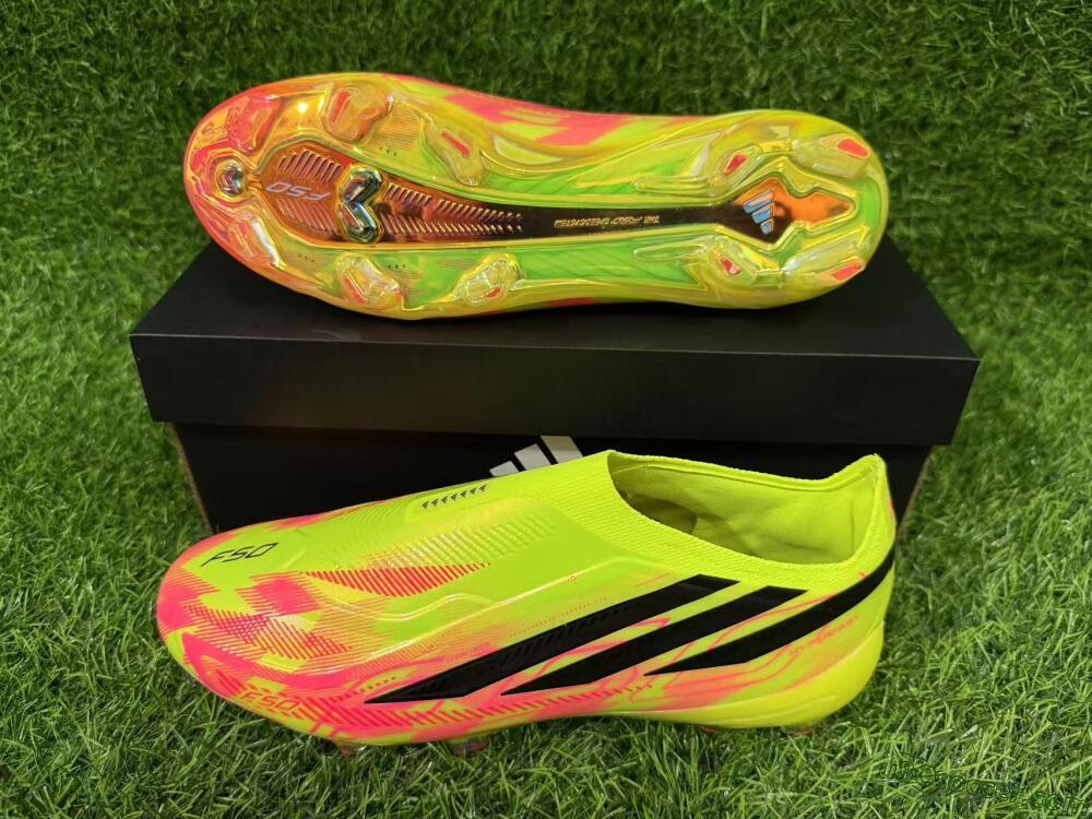 Adidas F50 Hyperfast Elite Laceless FG Firm Ground Soccer Cleats - Yellow/Solar Yellow/Lucid Pink
