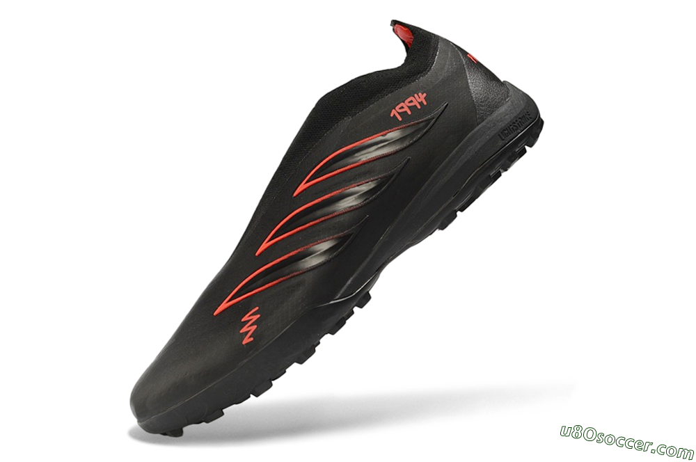 Adidas Predator 26 Elite Laceless TF Artificial Turf Soccer Shoes - Black/Core Black/Solar Red 6