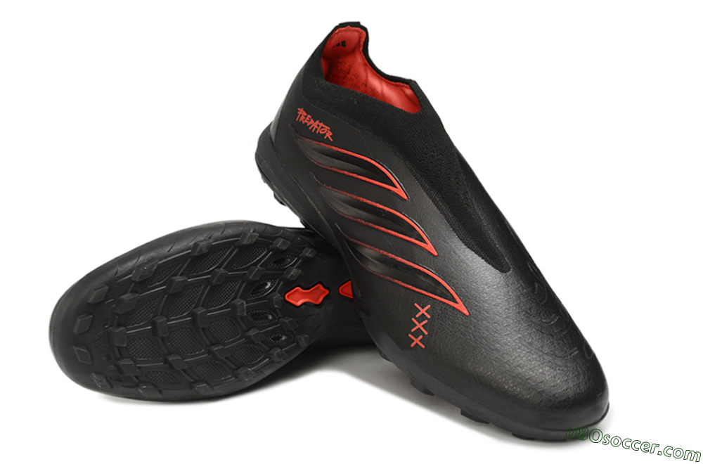 Adidas Predator 26 Elite Laceless TF Artificial Turf Soccer Shoes - Black/Core Black/Solar Red 4