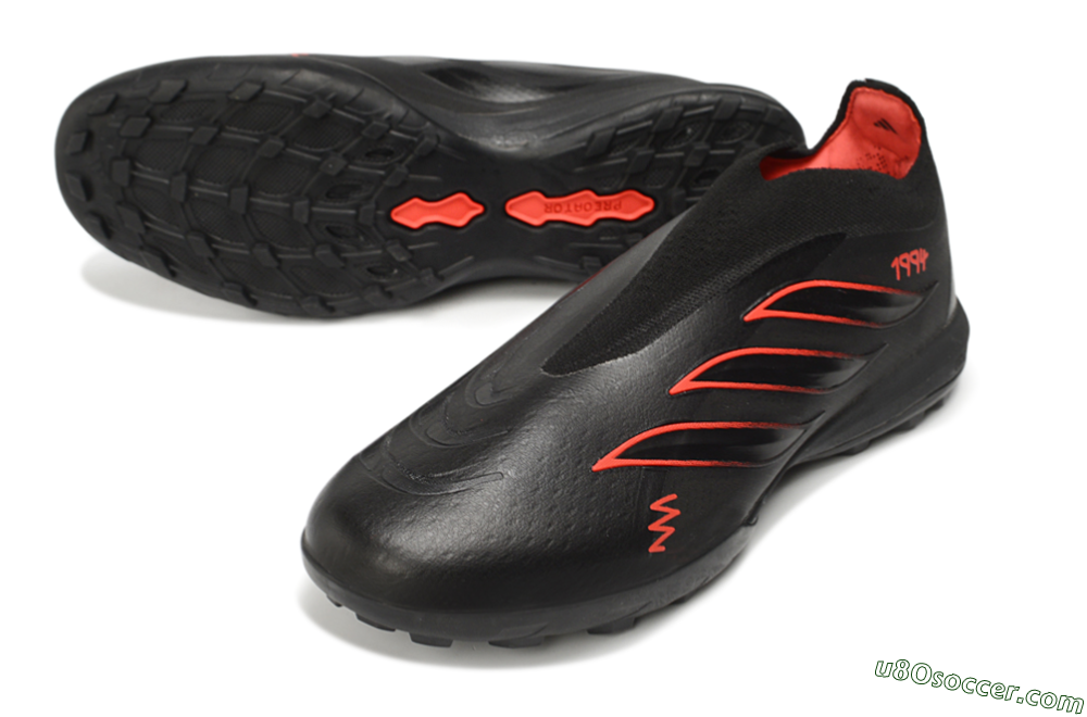 Adidas Predator 26 Elite Laceless TF Artificial Turf Soccer Shoes - Black/Core Black/Solar Red 3