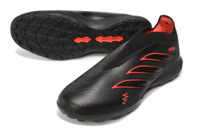 Adidas Predator 26 Elite Laceless TF Artificial Turf Soccer Shoes - Black/Core Black/Solar Red