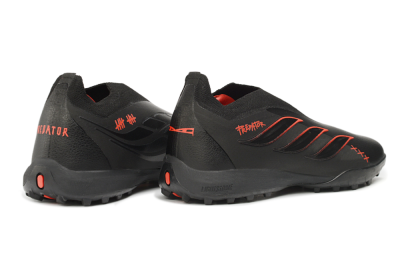 Adidas Predator 26 Elite Laceless TF Artificial Turf Soccer Shoes - Black/Core Black/Solar Red