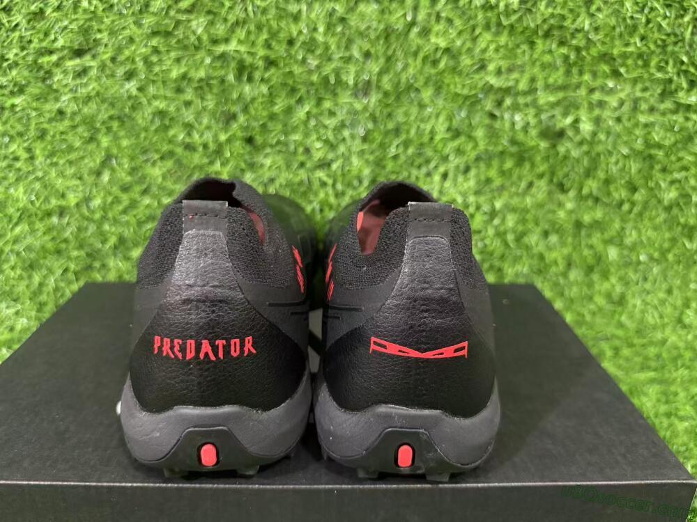 Adidas Predator 26 Elite Laceless TF Artificial Turf Soccer Shoes - Black/Core Black/Solar Red