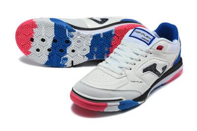 Joma Top Flex IC Indoor & Futsal Soccer Shoes - White/Royal Blue/Shocking Pink