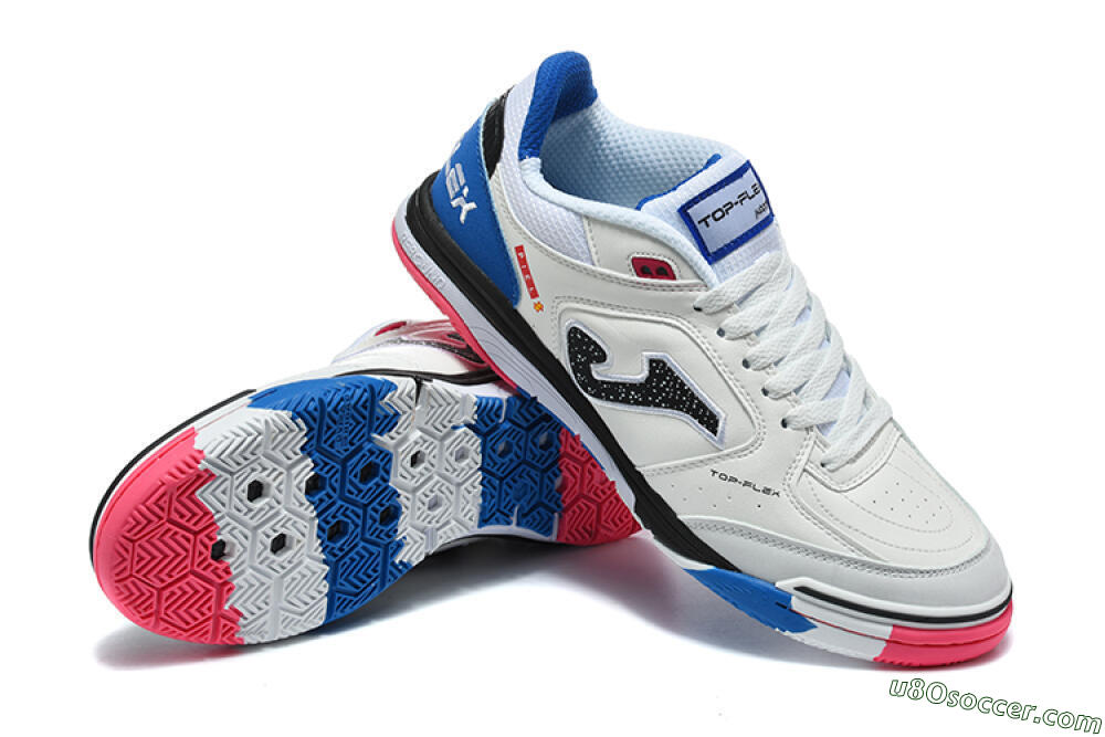 Joma Top Flex IC Indoor & Futsal Soccer Shoes - White/Royal Blue/Shocking Pink 4