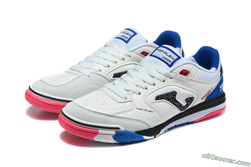 Joma Top Flex IC Indoor & Futsal Soccer Shoes - White/Royal Blue/Shocking Pink 5
