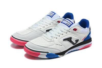 Joma Top Flex IC Indoor & Futsal Soccer Shoes - White/Royal Blue/Shocking Pink