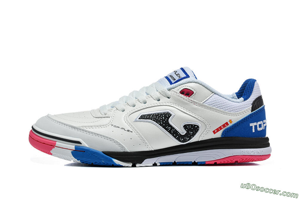 Joma Top Flex IC Indoor & Futsal Soccer Shoes - White/Royal Blue/Shocking Pink 2