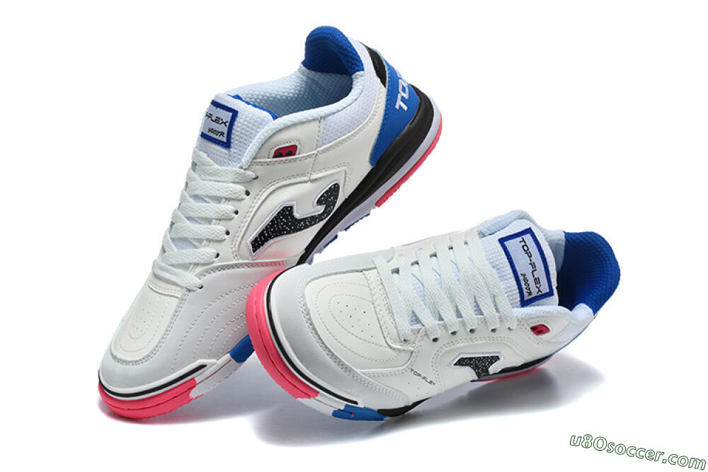 Joma Top Flex IC Indoor & Futsal Soccer Shoes - White/Royal Blue/Shocking Pink 6