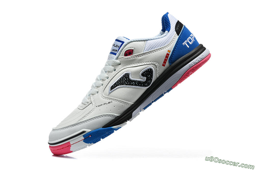 Joma Top Flex IC Indoor & Futsal Soccer Shoes - White/Royal Blue/Shocking Pink 8