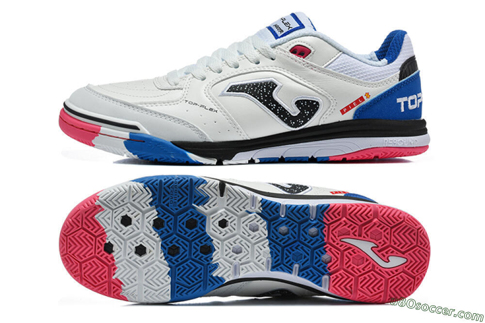 Joma Top Flex IC Indoor & Futsal Soccer Shoes - White/Royal Blue/Shocking Pink 0