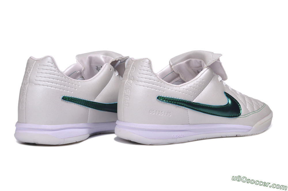 Nike Tiempo Legend SE IC Indoor & Futsal Soccer Shoes - White/Pearl White/Metallic Emerald 6
