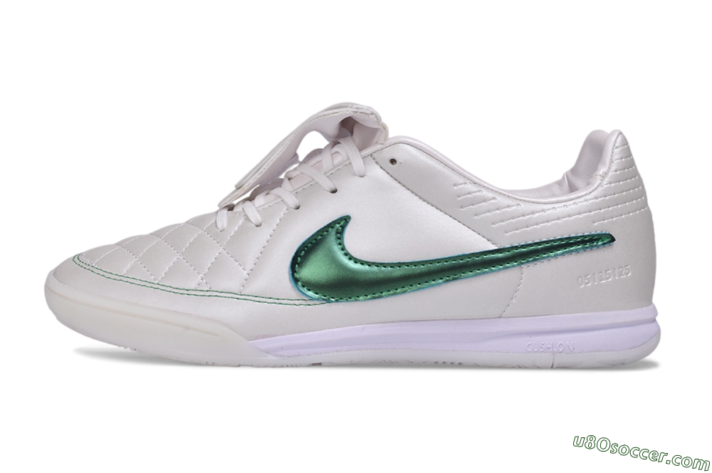 Nike Tiempo Legend SE IC Indoor & Futsal Soccer Shoes - White/Pearl White/Metallic Emerald 2