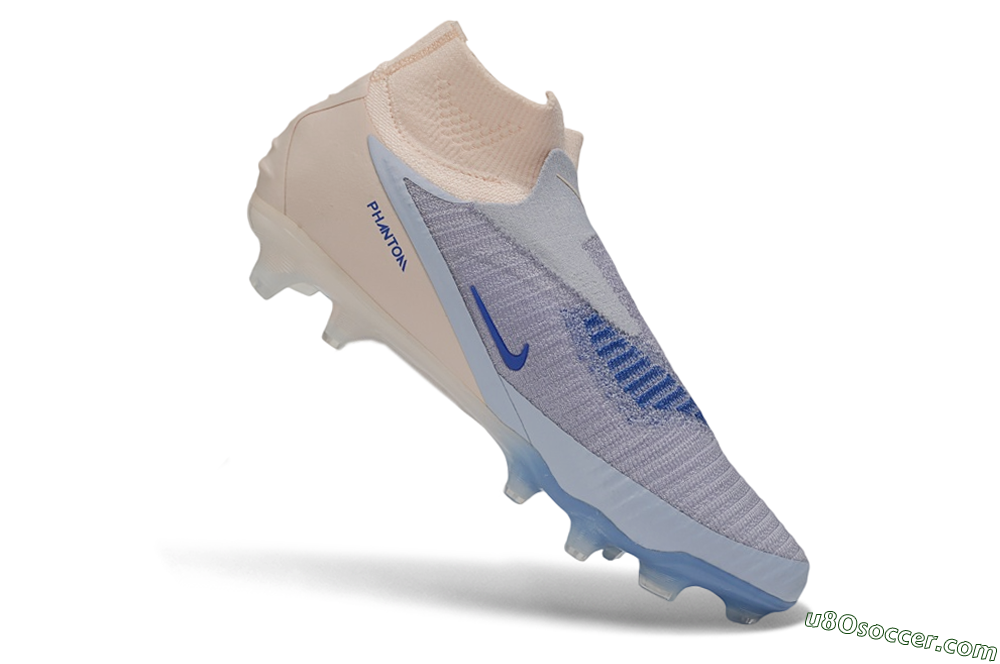 Nike Phantom 6 Elite High FG Firm Ground Soccer Cleats - Blue/Barely Grape/Peach Cream 5