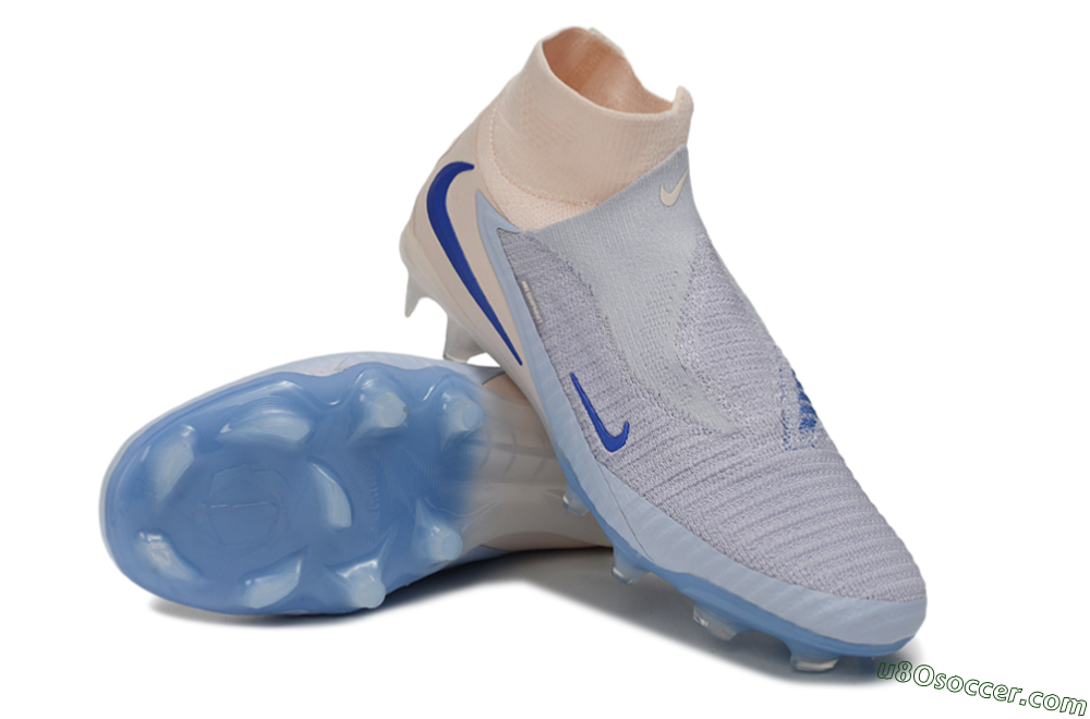 Nike Phantom 6 Elite High FG Firm Ground Soccer Cleats - Blue/Barely Grape/Peach Cream 4