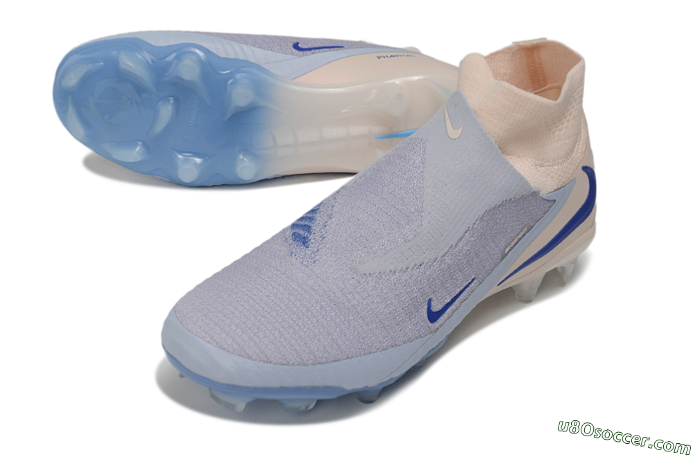 Nike Phantom 6 Elite High FG Firm Ground Soccer Cleats - Blue/Barely Grape/Peach Cream 3