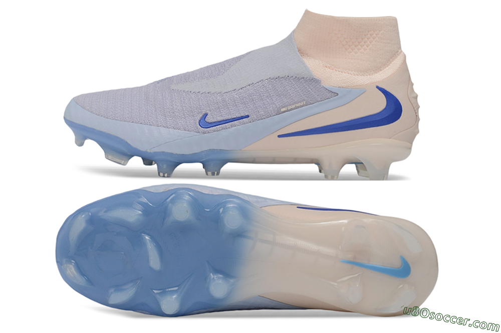 Nike Phantom 6 Elite High FG Firm Ground Soccer Cleats - Blue/Barely Grape/Peach Cream 0