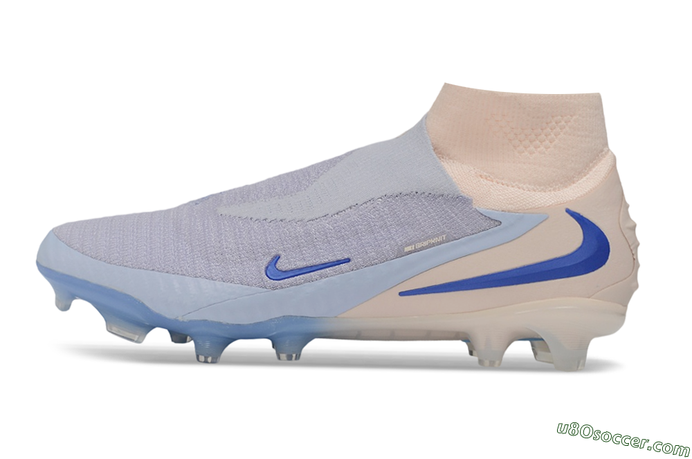 Nike Phantom 6 Elite High FG Firm Ground Soccer Cleats - Blue/Barely Grape/Peach Cream 2