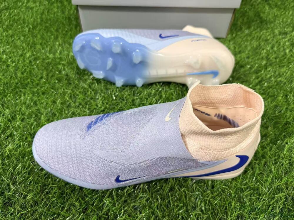 Nike Phantom 6 Elite High FG Firm Ground Soccer Cleats - Blue/Barely Grape/Peach Cream