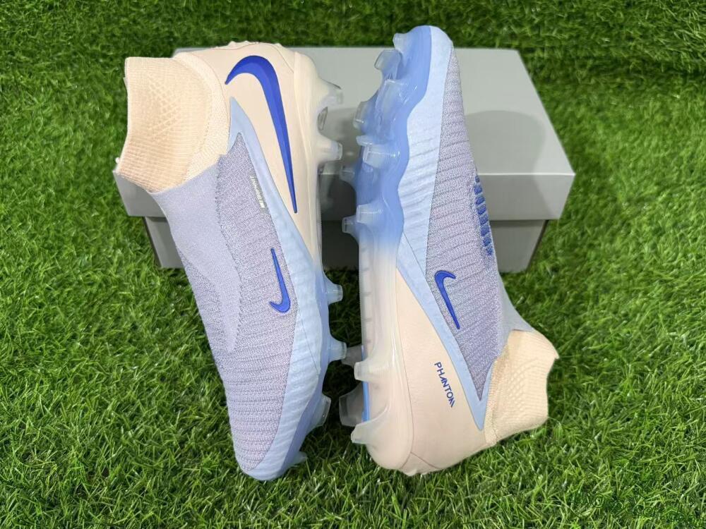 Nike Phantom 6 Elite High FG Firm Ground Soccer Cleats - Blue/Barely Grape/Peach Cream