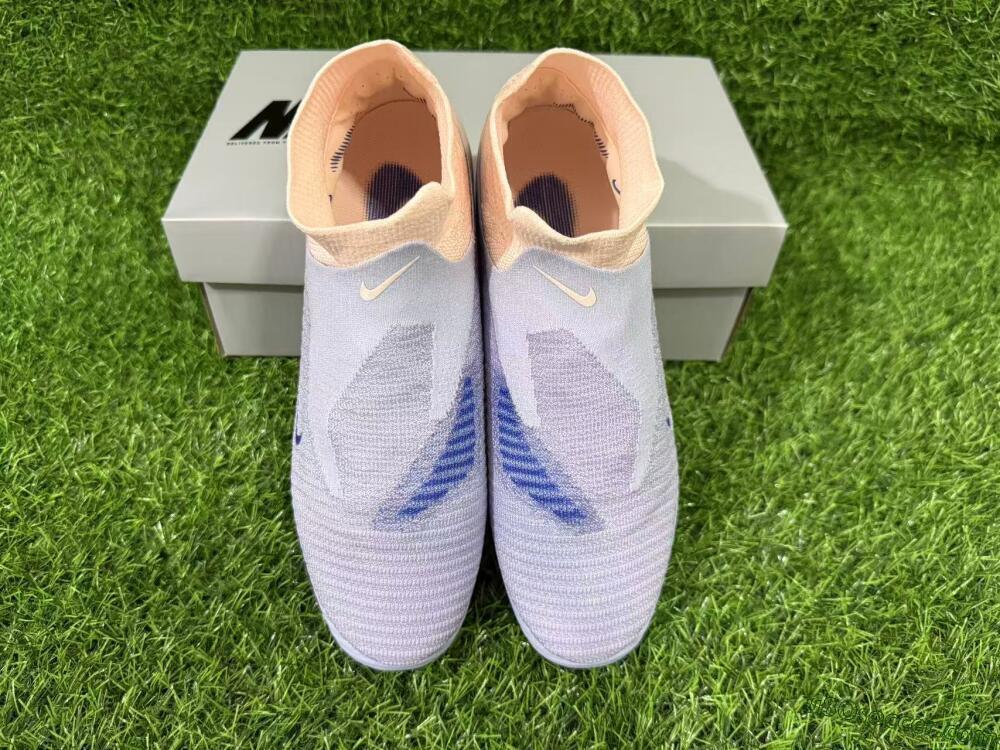 Nike Phantom 6 Elite High FG Firm Ground Soccer Cleats - Blue/Barely Grape/Peach Cream