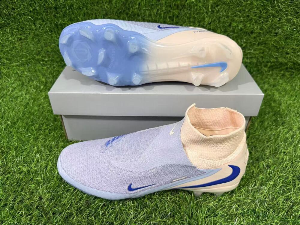 Nike Phantom 6 Elite High FG Firm Ground Soccer Cleats - Blue/Barely Grape/Peach Cream