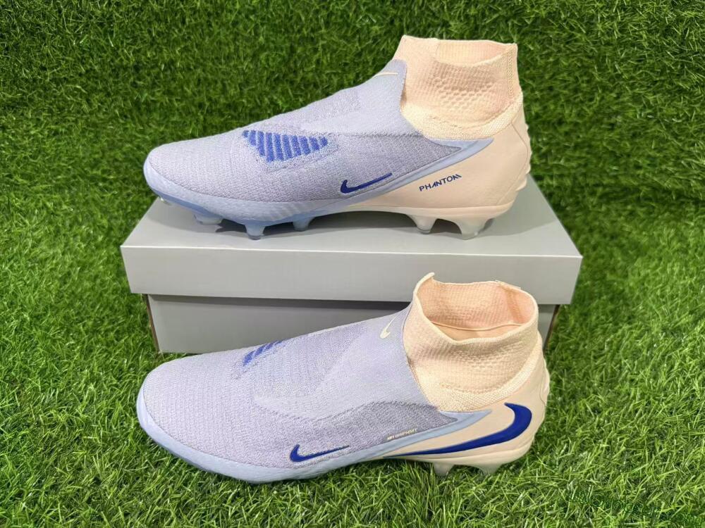 Nike Phantom 6 Elite High FG Firm Ground Soccer Cleats - Blue/Barely Grape/Peach Cream