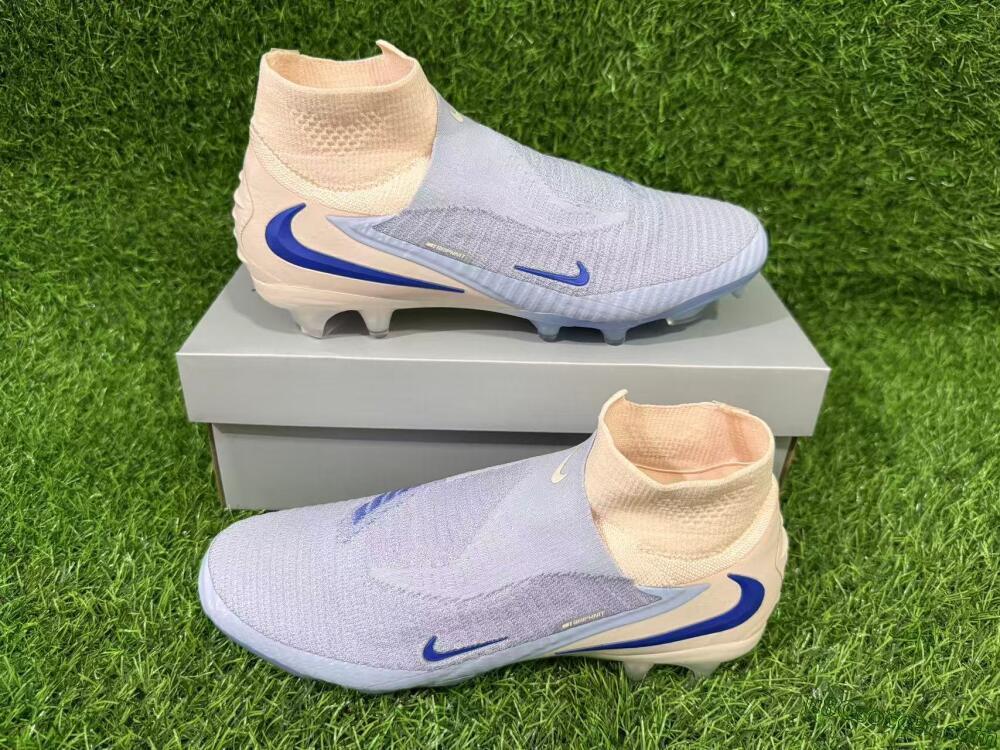 Nike Phantom 6 Elite High FG Firm Ground Soccer Cleats - Blue/Barely Grape/Peach Cream