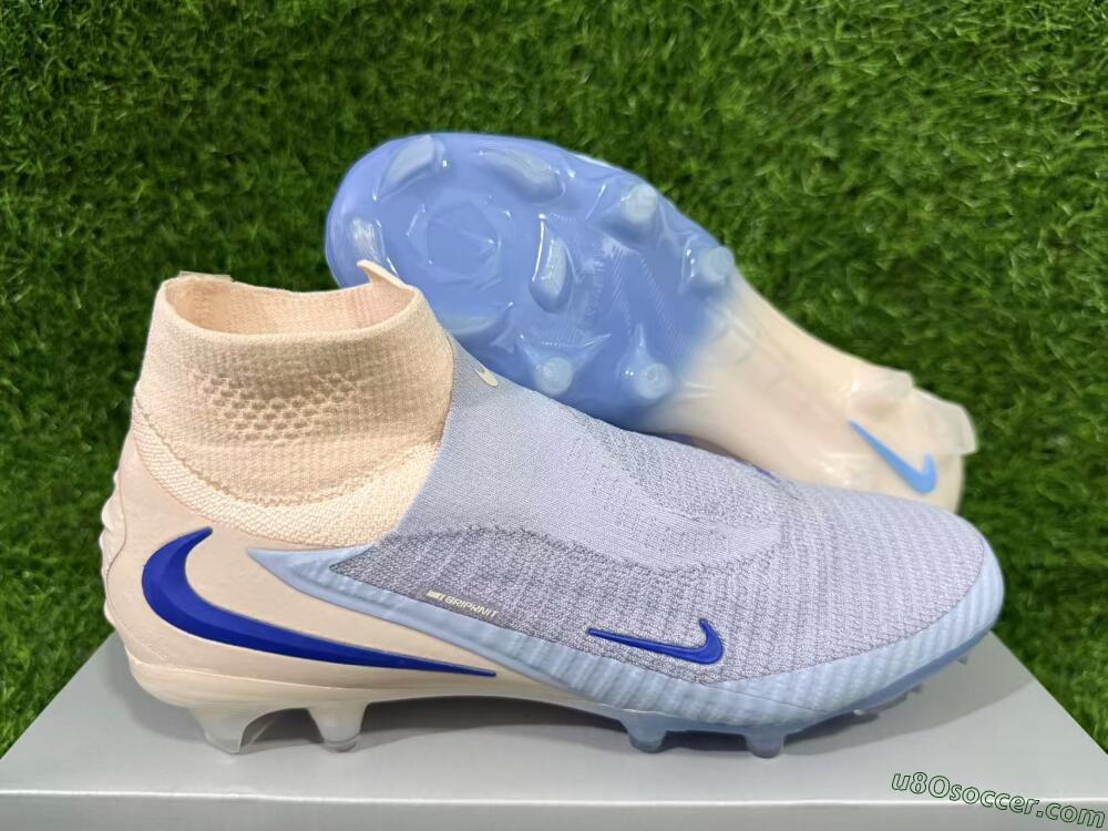 Nike Phantom 6 Elite High FG Firm Ground Soccer Cleats - Blue/Barely Grape/Peach Cream