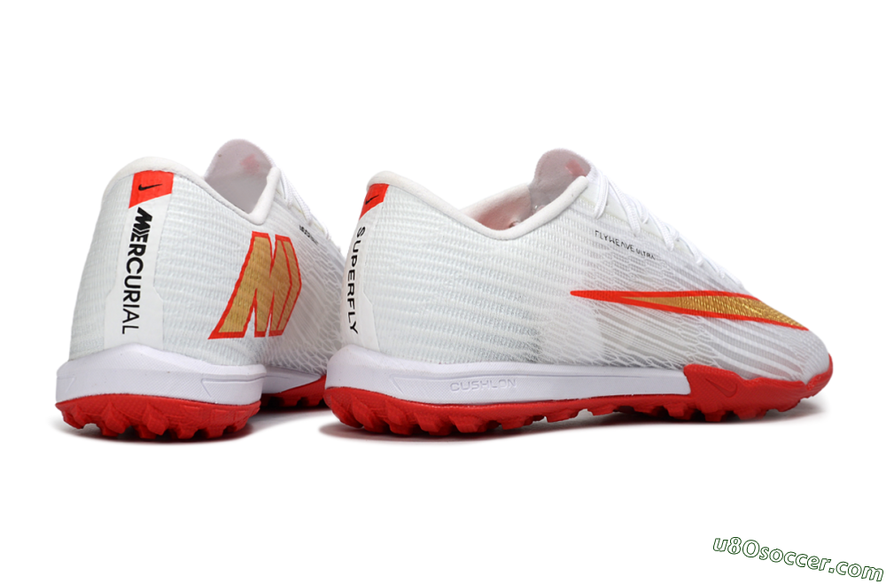 Nike Air Zoom Mercurial Superfly 11 Elite TF Artificial Turf Soccer Shoes - White/Metallic Gold/Bright Crimson 6