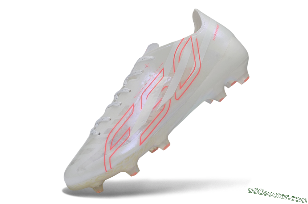 Adidas F50 Hyperfast Evo FG Firm Ground Soccer Cleats - White/Ivory Pearl/Solar Pink 5