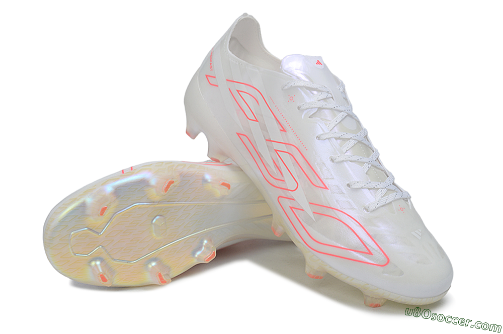 Adidas F50 Hyperfast Evo FG Firm Ground Soccer Cleats - White/Ivory Pearl/Solar Pink 3