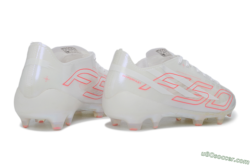 Adidas F50 Hyperfast Evo FG Firm Ground Soccer Cleats - White/Ivory Pearl/Solar Pink 6