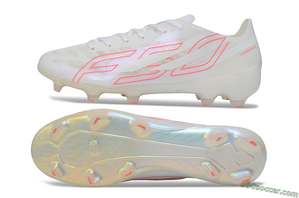Adidas F50 Hyperfast Evo FG Firm Ground Soccer Cleats - White/Ivory Pearl/Solar Pink 0