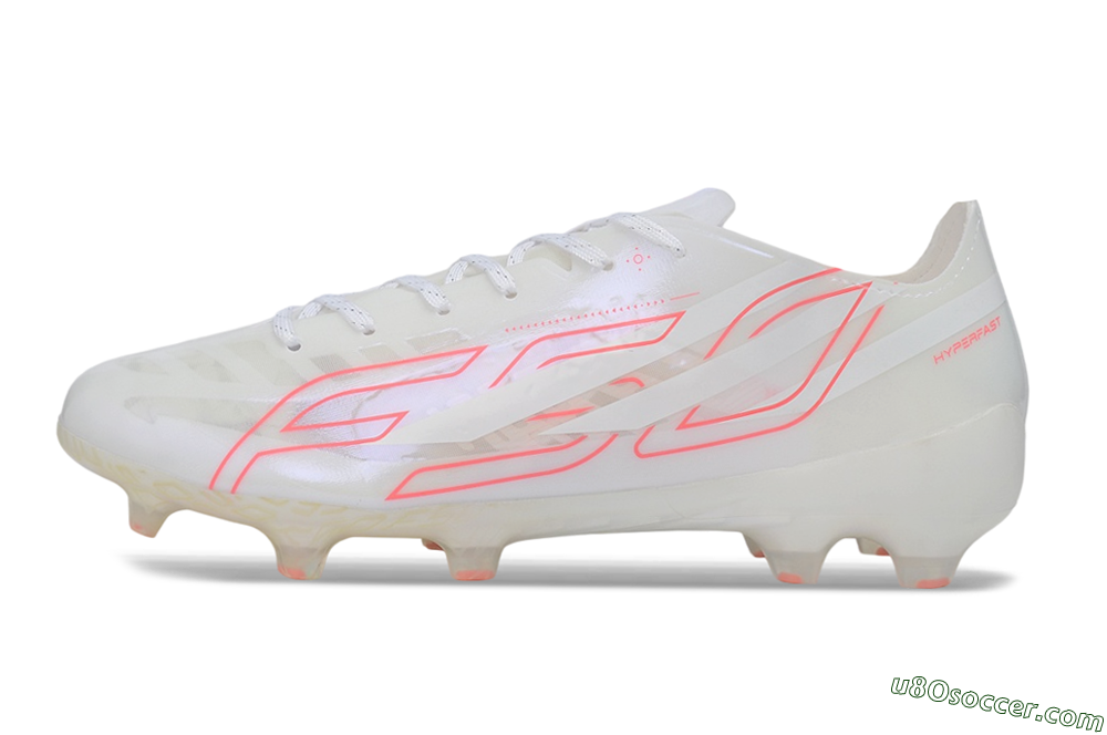 Adidas F50 Hyperfast Evo FG Firm Ground Soccer Cleats - White/Ivory Pearl/Solar Pink 2