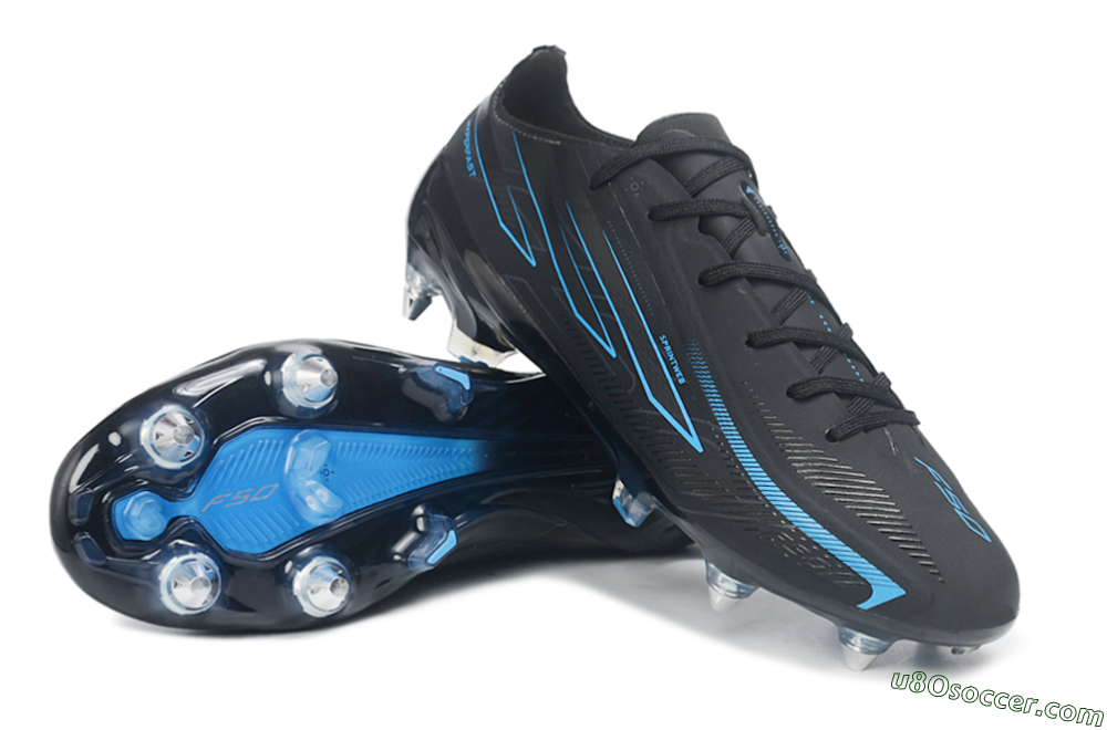 Adidas F50 Hyperfast Elite SG Soft Ground Soccer Cleats - Black/Core Black/Lucid Blue 3