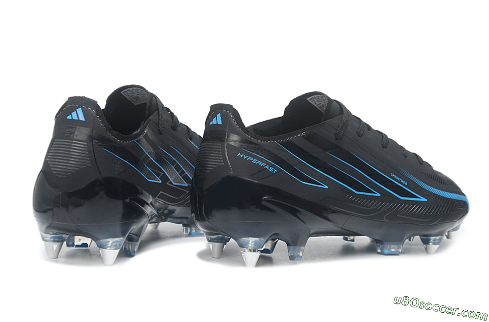 Adidas F50 Hyperfast Elite SG Soft Ground Soccer Cleats - Black/Core Black/Lucid Blue 6