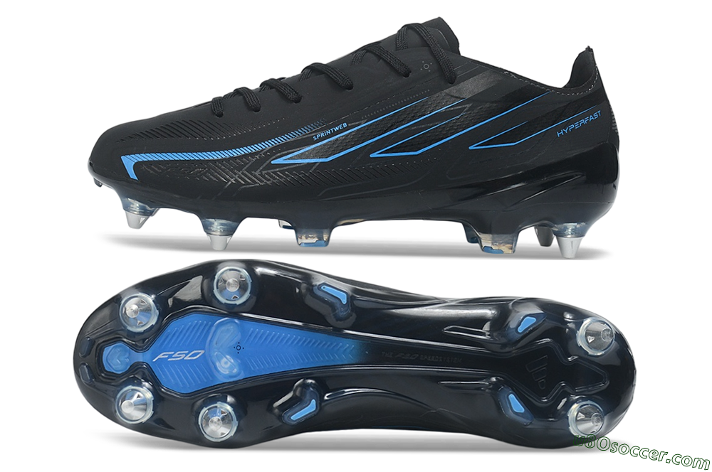 Adidas F50 Hyperfast Elite SG Soft Ground Soccer Cleats - Black/Core Black/Lucid Blue 0