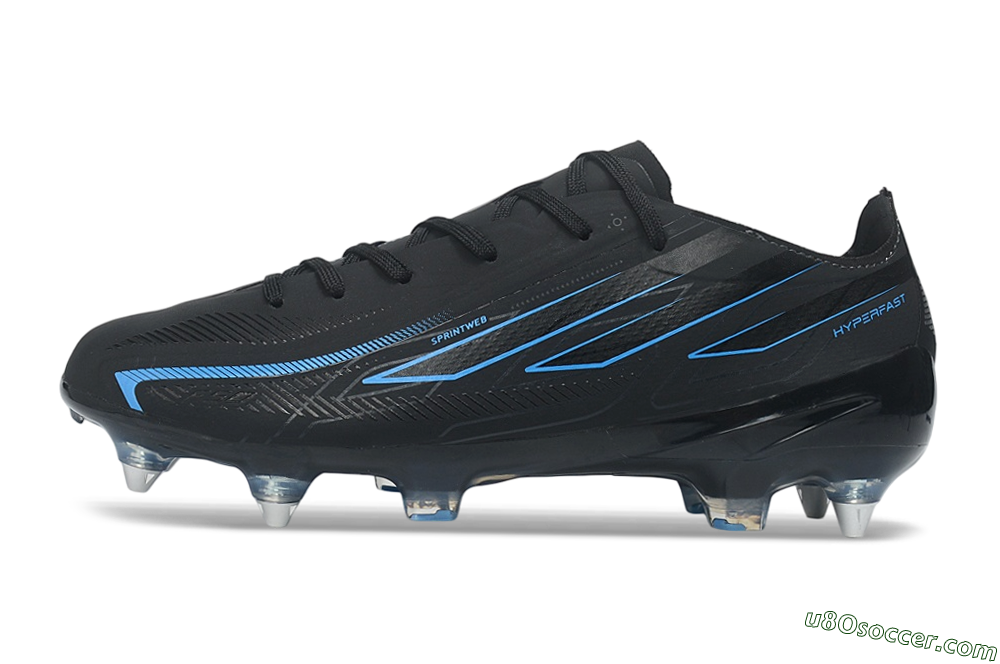 Adidas F50 Hyperfast Elite SG Soft Ground Soccer Cleats - Black/Core Black/Lucid Blue 2