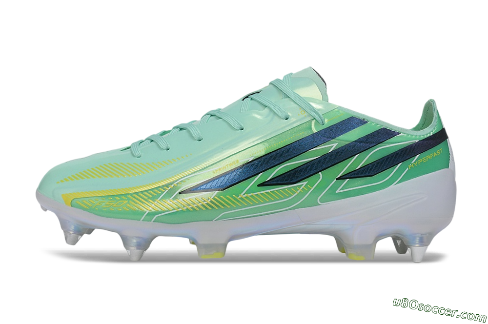 Adidas F50 Hyperfast Elite SG Soft Ground Soccer Cleats - Green/Mint Rush/Dark Blue 2