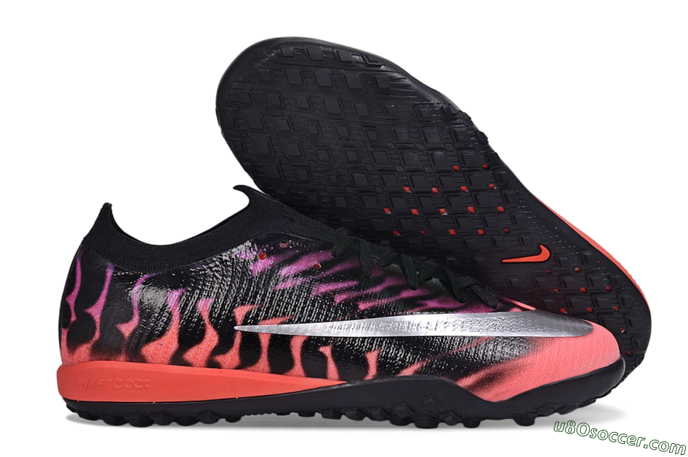 Nike Air Zoom Mercurial Vapor 17 Elite TF Artificial Turf Soccer Shoes - Black/Sunset Crimson/Metallic Silver 1