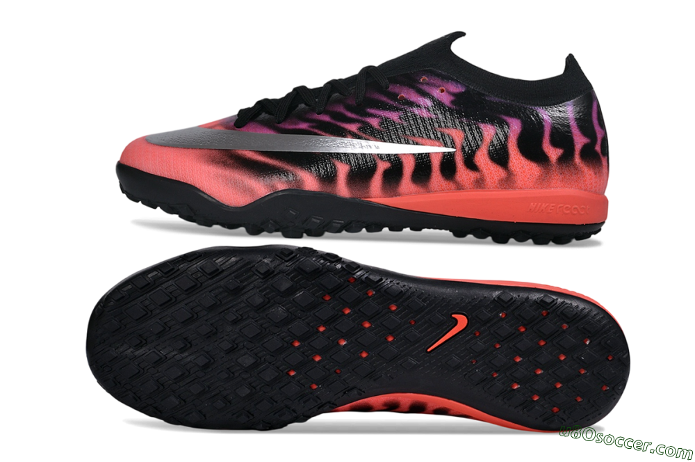 Nike Air Zoom Mercurial Vapor 17 Elite TF Artificial Turf Soccer Shoes - Black/Sunset Crimson/Metallic Silver 0