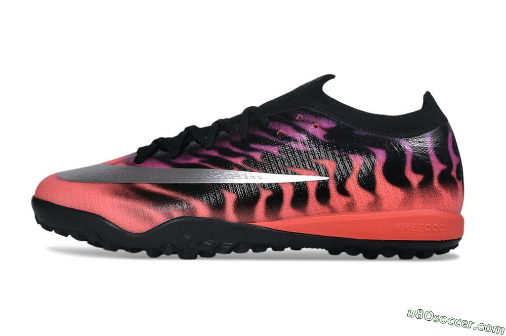 Nike Air Zoom Mercurial Vapor 17 Elite TF Artificial Turf Soccer Shoes - Black/Sunset Crimson/Metallic Silver 2