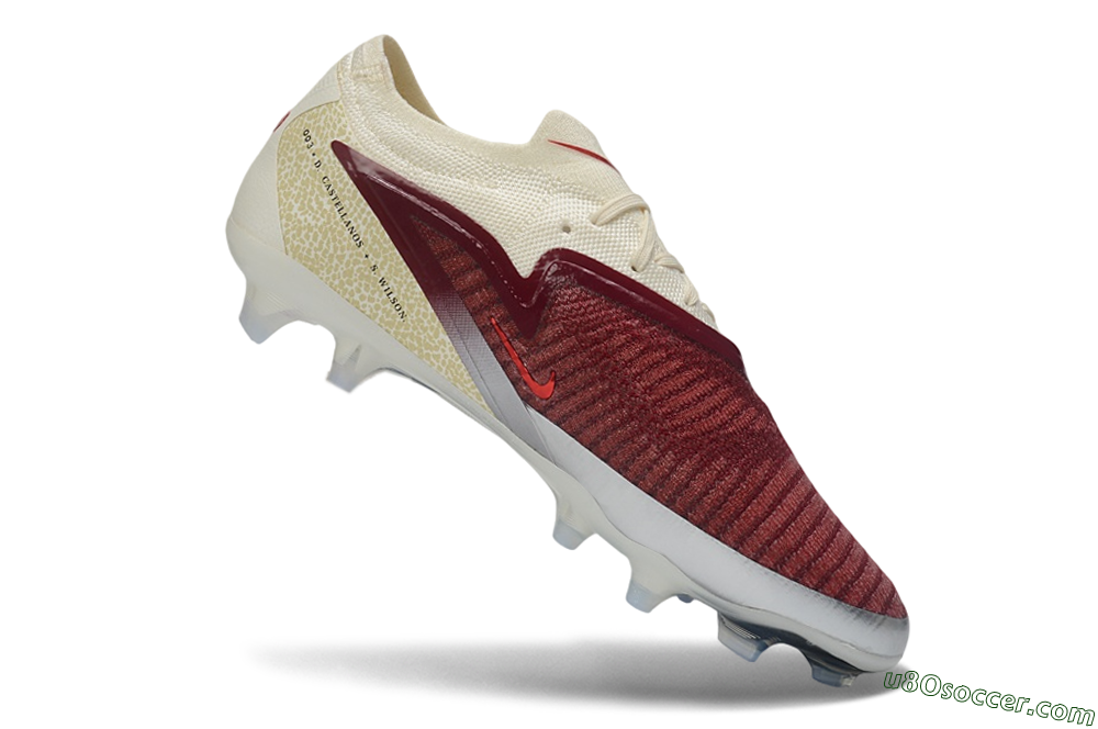 Nike Phantom 6 Elite Low FG Firm Ground Soccer Cleats - Red/Cream/Metallic Silver 4