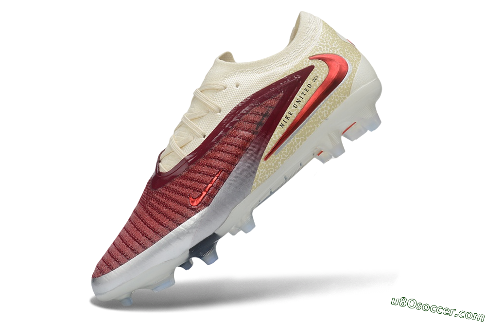 Nike Phantom 6 Elite Low FG Firm Ground Soccer Cleats - Red/Cream/Metallic Silver 5