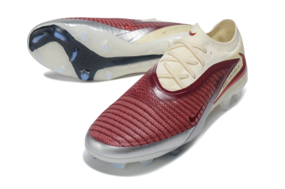Nike Phantom 6 Elite Low FG Firm Ground Soccer Cleats - Red/Cream/Metallic Silver